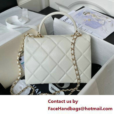 Chanel Grained Calfskin  &  Gold-Tone Metal Small Flap Bag with Top Handle AS4711 White 2025